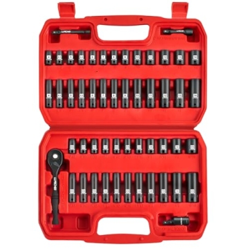 LLNDEI 1/4” Drive Impact Socket Set - 52 PCS Mechanic Tool Set