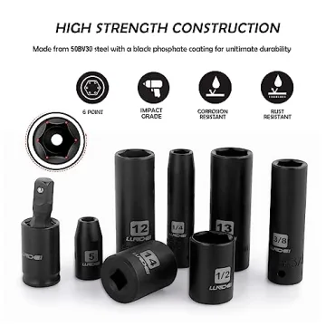 LLNDEI 1/4” Drive Impact Socket Set for DIY Projects