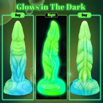8.1in Luminous Realistic Monster Strap on Dildo Fantasy Alien Big Sex Toys for Women & Men, Ribbed S...