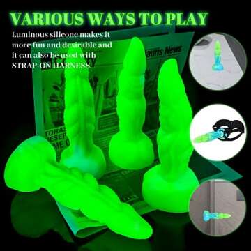 8.1in Luminous Realistic Monster Strap on Dildo Fantasy Alien Big Sex Toys for Women & Men, Ribbed Silicone Dragon Anal Dildos Flexible Wolf Cock with Curved Shaft Adult Sex Toy for G Spot & Anal Play
