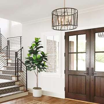 LYERSE Artificial Fiddle Leaf Fig Tree - 6.5ft Faux Ficus Lyrata Plant with 108 Fiddle Leaves Fake Fig Silk Tree in Pot Artificial Tree for Indoor Outdoor Home Office Perfect Housewarming