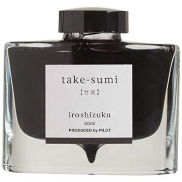 PILOT Iroshizuku Bottled Fountain Pen Ink, Take-Sumi, Bamboo Charcoal (Black) 50ml Bottle (69224)