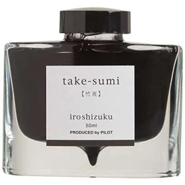 PILOT Iroshizuku Bottled Fountain Pen Ink, Take-Sumi, Bamboo Charcoal (Black) 50ml Bottle (69224)
