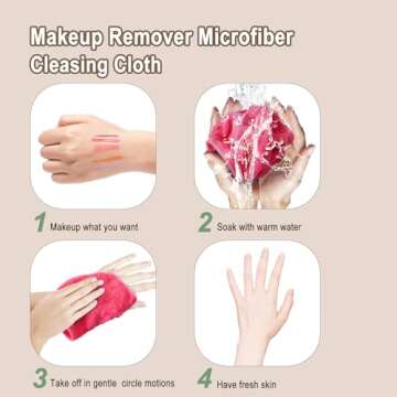 KODAMO Makeup Remover Cloth, Reusable Makeup Remover Pads Washable Travel Bag, Microfiber Makeup Removal Face Wash Cloths with Just Water, Gentle Soft,12 Pack, Pink