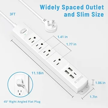 TROND Surge Protector with USB & Ultra Thin Flat Plug