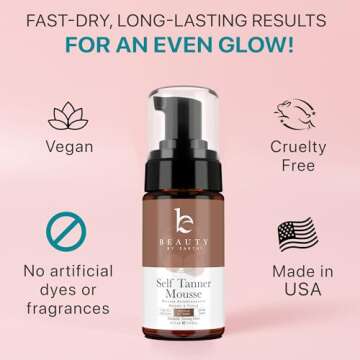 Self Tanner Tanning Mousse Kit - USA Made with Natural & Organic Ingredients, Self Tanner Mousse and Mitt, Tan Kit, Fake Tan Tanning Foam, Medium to Dark, Sunless Tanners Best Sellers