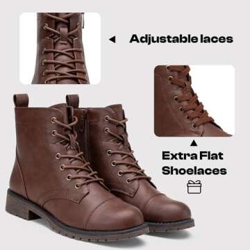Vepose Women’s Lace Up Ankle Boots - Stylish Combat Booties