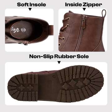 Vepose Women’s Lace Up Ankle Boots - Stylish Combat Booties