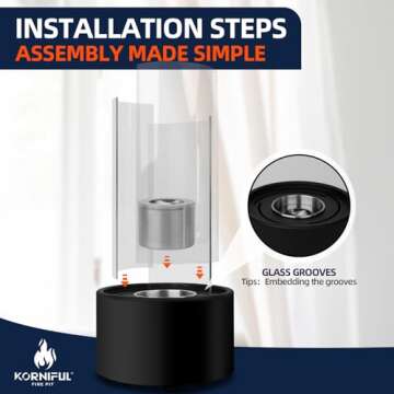 KORNIFUL Tornado Tabletop Fire Pit - Indoor Portable Fireplace