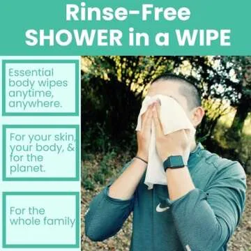 HyperGo Body Wipes - No Rinse Wet Wipes for Adults, All Natural Shower Bathing Wipes, Refreshing Body and Face Cleansing Wipes for Women and Men, 40 Extra Large Disposable Washcloths, 12x12 Mint