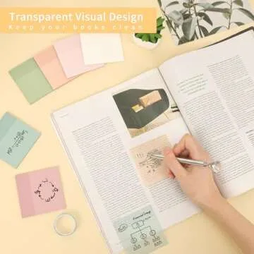 EOOUT Transparent Sticky Notes - 6 Colorful Pastel Pads