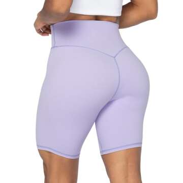 Sunzel 8" High Waist Biker Shorts for Women No Front Seam Soft Yoga Workout Gym Bike Shorts Tummy Co...