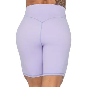 Sunzel 8" High Waist Biker Shorts for Women No Front Seam Soft Yoga Workout Gym Bike Shorts Tummy Control Squat Proof Light Purple
