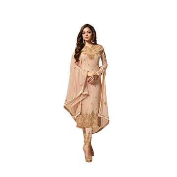 Ziya Fashion Women's Ethnic Indian Pakistani Straight Salwar Kameez Suit 2601 (Beige, Medium - 40)