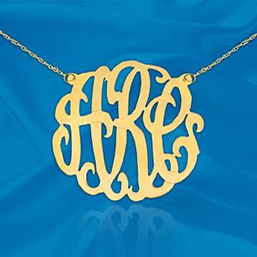 Custom Monogram Necklace - 24K Gold Plated Silver