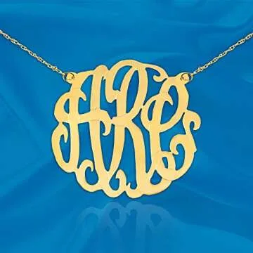 Custom Monogram Necklace - 24K Gold Plated Silver