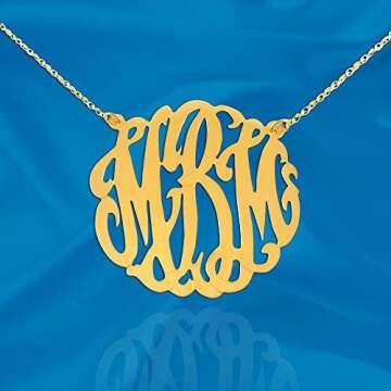 Custom Monogram Necklace - 24K Gold Plated Silver