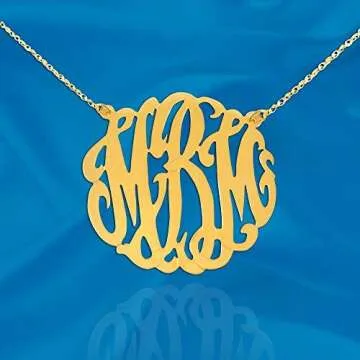 Custom Monogram Necklace - 24K Gold Plated Silver