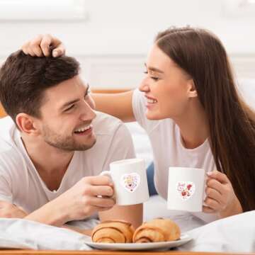 JarThenaAMCS 1000Pcs Watercolor Valentine's Day Stickers Pink Heart Shape Roll of Sticker Bulk Paper Decals 8 Designs Adhesive Decorative Sticker for Anniversary Journal Envelope Decor Party Supplies