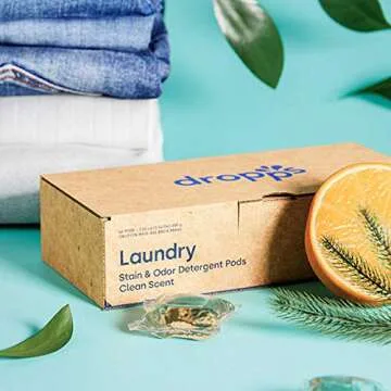 Dropps Odor & Stain Biobased Power Laundry Detergent Pods, Crisp Breeze (140 Pods) - HE Compatible L...