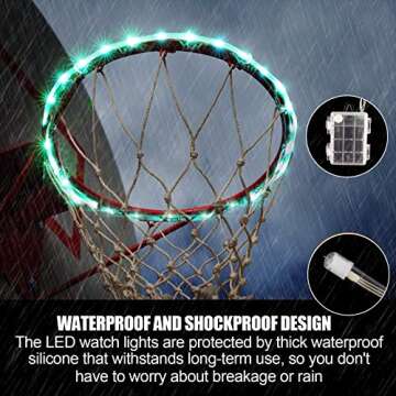 Green Bean LED Basketball Hoop Light Rim and Backboard, Remote Control Basketball Rim Light with 16 ...