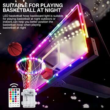 Green Bean LED Basketball Hoop Light Rim and Backboard, Remote Control Basketball Rim Light with 16 Colors 7 Flashing Mode for Playing Basketball in The Dark (Rim and Backboard not Included)