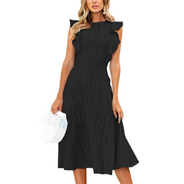 ECOWISH Women's Summer Dresses 2025 Elegant Lady Wedding Guest Cocktail Ruffle Cap Sleeves A-Line Of...