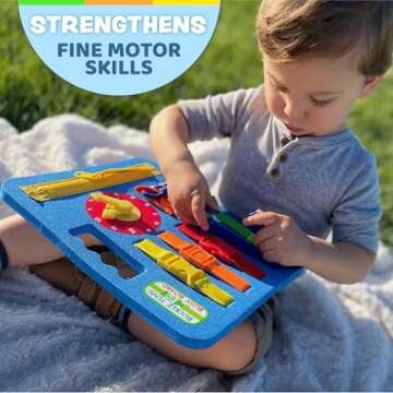 Buckle Toys Busy Board - Montessori Learning Toy for Toddlers Kids Road Trip Activities - Foam Senso...