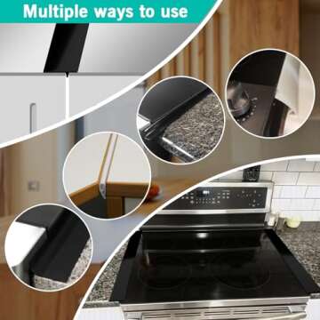 4PCS 21 Inch Gap Filler for Stove and Counter, Kitchen Stove Counter Gap Cover Silicone Gap Cover Between Stove and Counter Stove Gap Filler Heat Resistant Cover Easy Clean Black