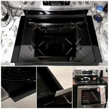 4PCS 21 Inch Gap Filler for Stove and Counter, Kitchen Stove Counter Gap Cover Silicone Gap Cover Between Stove and Counter Stove Gap Filler Heat Resistant Cover Easy Clean Black