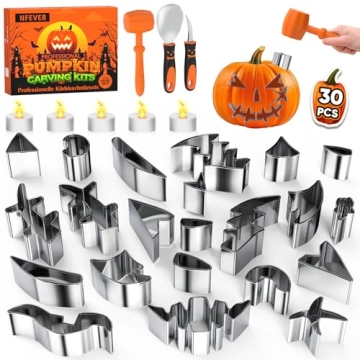 Halloween Pumpkin Carving Kit: 30PCS Tools & Stencils for Safe Family Fun
