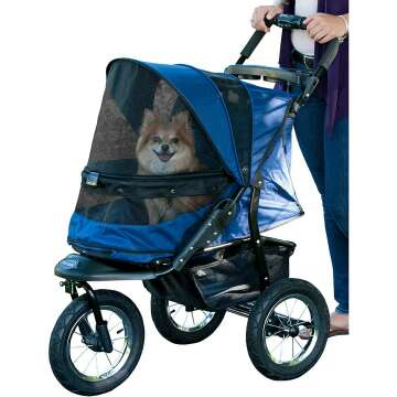 Pet Gear No-Zip Jogger Pet Stroller for Cats/Dogs, Zipperless Entry, Airless Tires, Easy One-Hand Fo...