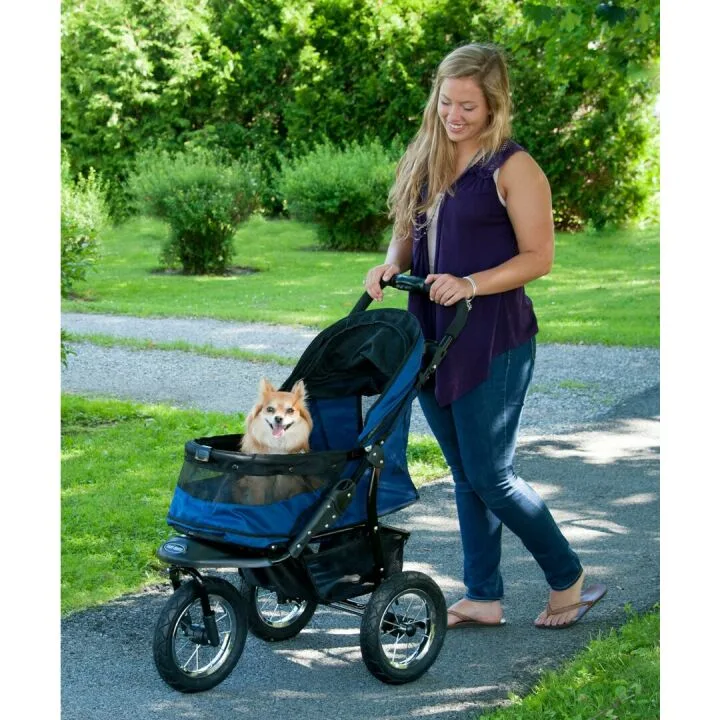 Pet Gear No-Zip Jogger Pet Stroller for Cats/Dogs, Zipperless Entry, Airless Tires, Easy One-Hand Fold, Cup Holder + Storage Basket