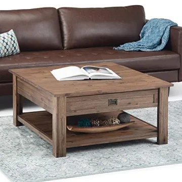SIMPLIHOME Monroe 38" Rustic Coffee Table in Acacia Wood