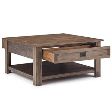 SIMPLIHOME Monroe 38" Rustic Coffee Table in Acacia Wood