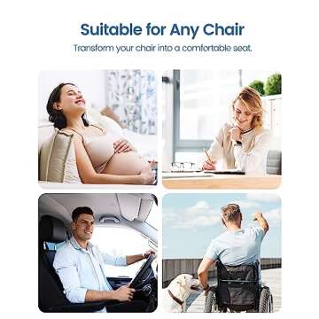 Multifunction Seat Cushion with Removable Insert for Long Sitting, Ergonomic Office Chair Cushion for Hemorrhoid, Sciatica, Tailbone Pain Relief, Non-Slip Memory Foam Butt Pillow for Office, Home, Car