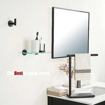 JQK 12x5 Inch Bathroom Glass Shelf with Stainless Steel