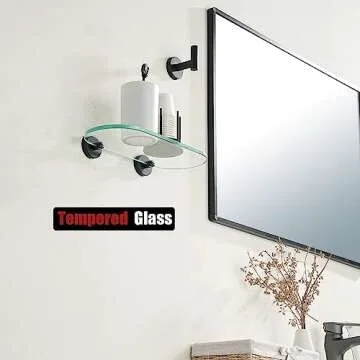 JQK 12x5 Inch Bathroom Glass Shelf with Stainless Steel
