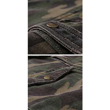 chouyatou Men's Military Style Short/Long Sleeve Camo Printed Button Down Shirt (Large, Green Long)