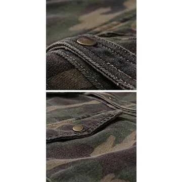 chouyatou Men's Military Style Short/Long Sleeve Camo Printed Button Down Shirt (Large, Green Long)