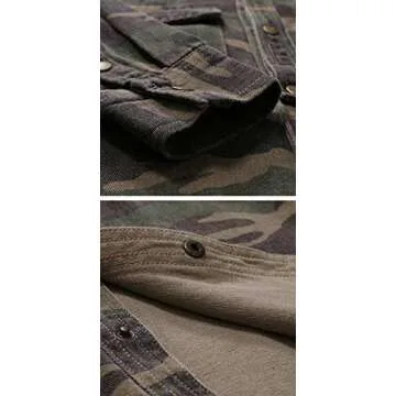 chouyatou Men's Military Style Short/Long Sleeve Camo Printed Button Down Shirt (Large, Green Long)