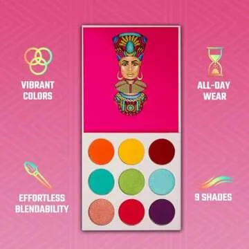 Juvia's Place Palette The Zulu - Turquoise, Red, Purple, Shades of 9, Colorful, Vivid, Vibrant Palette, Pigmented Makeup Palette Color & Shine