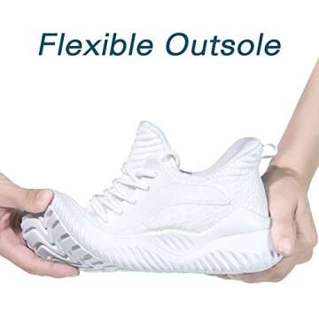 Akk White Sneakers for Women Walking Shoes Comfortable Lightweight Womens Work Casual Tennis Shoes for Gym 9 US White