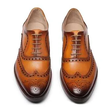 Lethato Men's Handcrafted Leather Brogue Dress Shoes