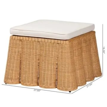 Bali & Pari Honey Rattan Ottoman - Cozy Bohemian Design