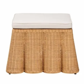 Bali & Pari Honey Rattan Ottoman - Cozy Bohemian Design