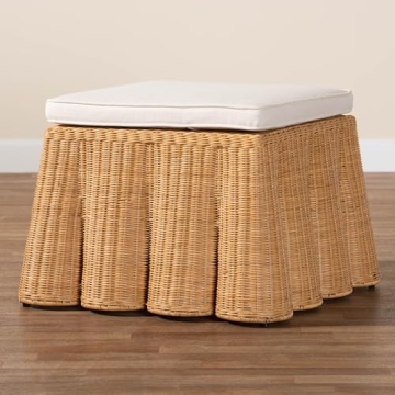 Bali & Pari Honey Rattan Ottoman - Cozy Bohemian Design
