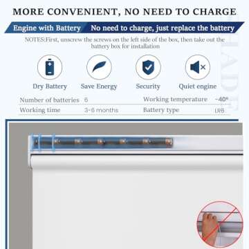 Grandekor Motorized Roller Shade with Remote Control,Motorized Blinds 100% Blackout Electric Shades,...