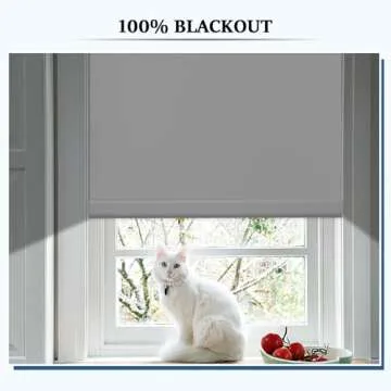 Grandekor Motorized Roller Shade with Remote Control,Motorized Blinds 100% Blackout Electric Shades, Cordless Window Blinds Shades for Bedroom Living Room Office,White,W31 xH72