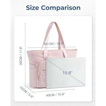 BAGSMART Quilted Tote Bag with Compartments and Yoga Mat Strap, Lightweight Large Shoulder Bag for Travel Work Gym